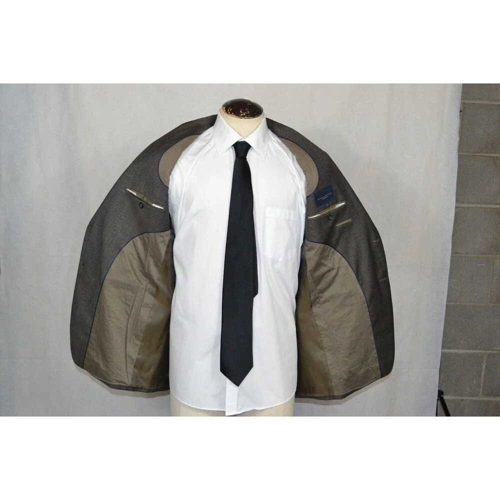 Banana‎ Republic 100% Wool Blazer Suit Jacket Grey Charcoal Men's Modern Fit 42R